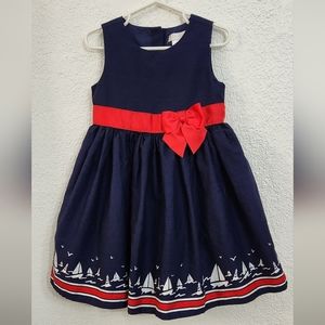 Maggie & Zoe (Sz 4T) Navy Blue Sailboat dress. Preowned